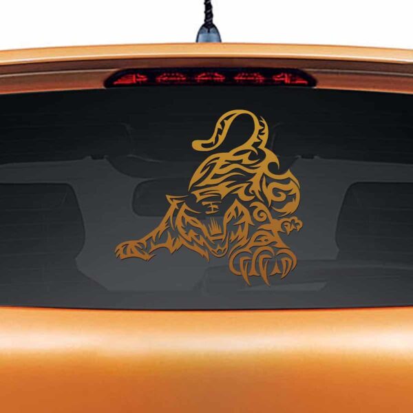 Playful Tiger Copper Rear Car Sticker