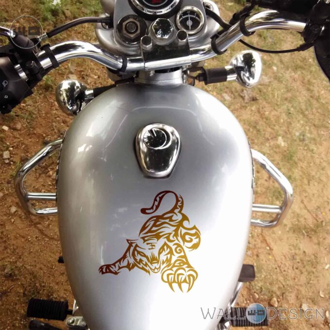 WallDesign Motorbike Graphics Playful Tiger Copper Stickers Reflective Vinyl