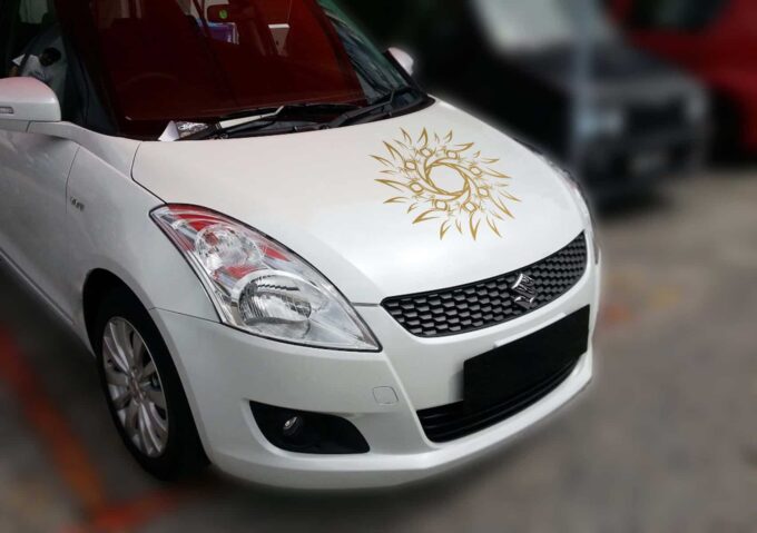 Vaastu Sun Gold Bonnet Car Sticker