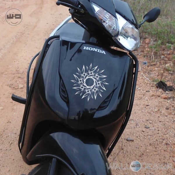 WallDesign Indian Bike Stickers Vaastu Sun Silver Reflective Vinyl