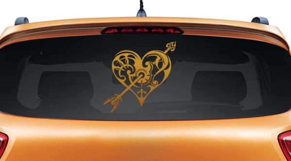 Cupid Heart Copper Rear Car Sticker