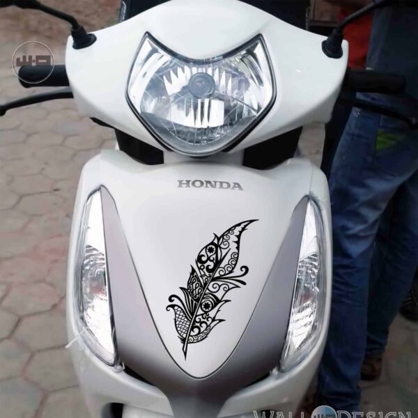 WallDesign Crazy Scooter Stickers Feather Design Black Reflective Vinyl