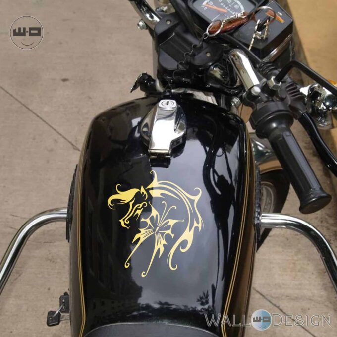WallDesign Bike Decals Fly Like A Horse Gold Stickers Reflective Vinyl