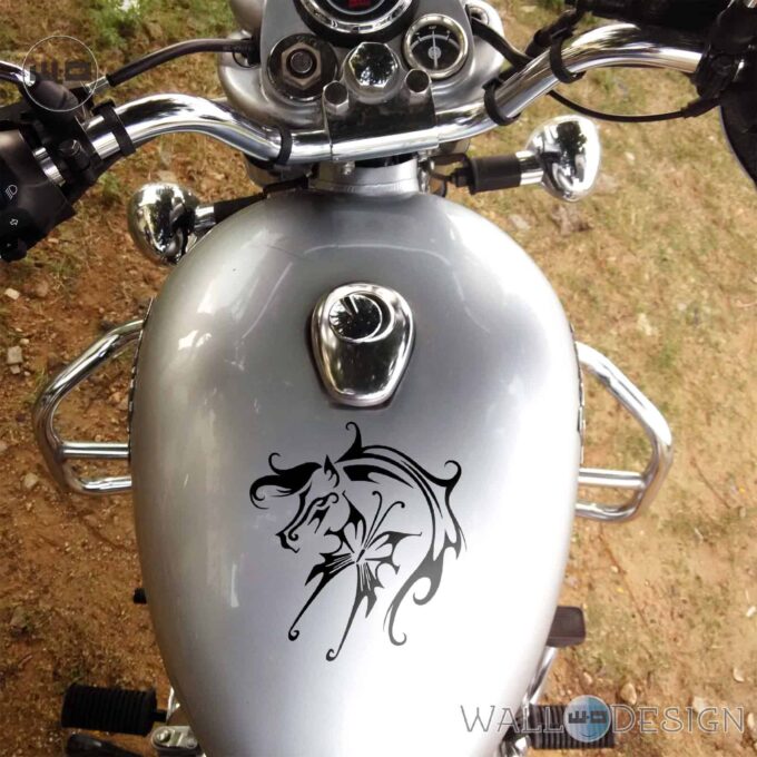 WallDesign Motorcycle Stickers Fly Like A Horse Black Reflective Vinyl