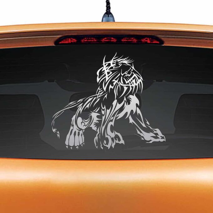 Majestic Lion Silver Rear Car Sticker