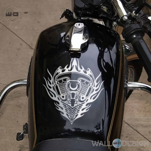 WallDesign Motorcycle Graphics Motorhead Silver Stickers Reflective Vinyl