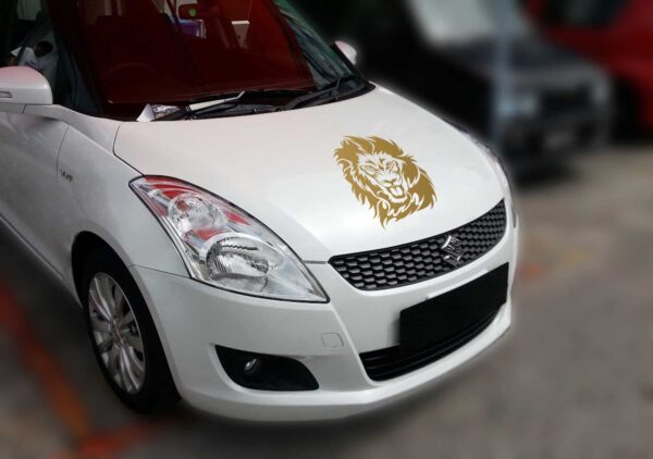 Lion Style Gold Bonnet Car Sticker