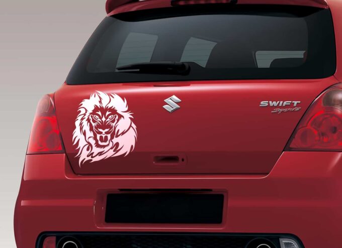 Lion Style Silver Dicky Car Sticker