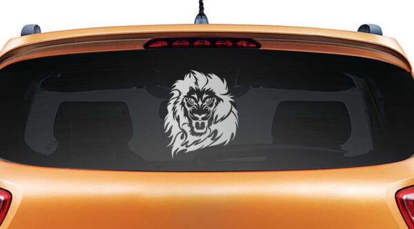 Lion Style Silver Rear Car Sticker