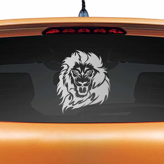 Lion Style Silver Rear Car Sticker
