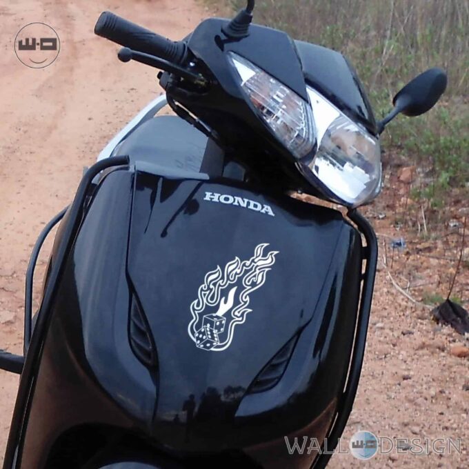 WallDesign Online Scooter Stickers Fiery Dice Silver Reflective Vinyl