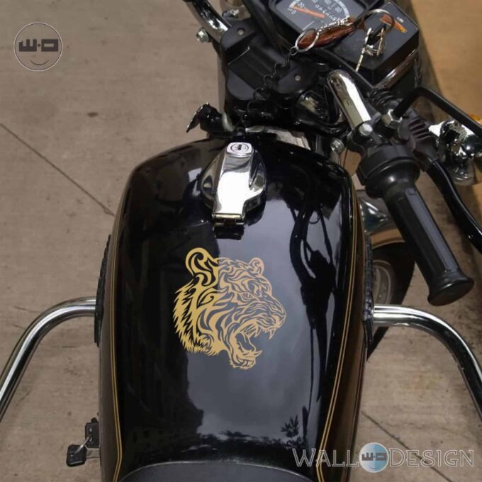 WallDesign Racing Stickers For Bikes Sherkhan Tiger Gold Reflective Vinyl