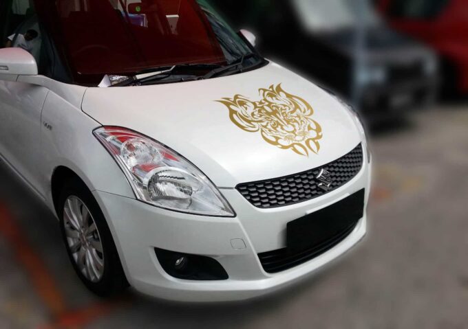 Tigers Den Gold Bonnet Car Sticker