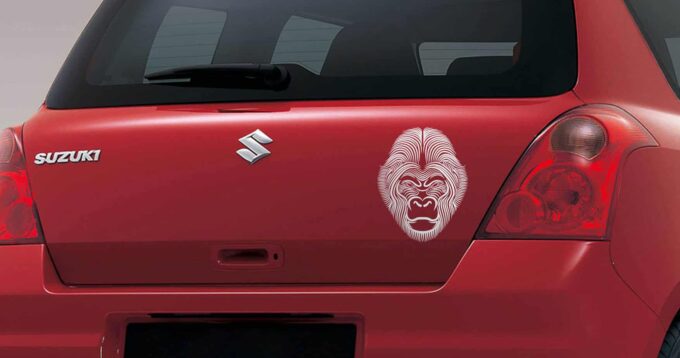 Gorilla Warrior Silver Dicky Car Sticker