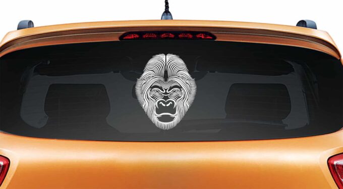 Gorilla Warrior Silver Rear Car Sticker