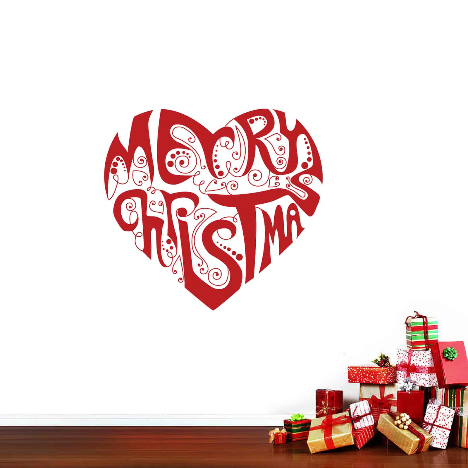Merry Christmas Heart Wall Sticker