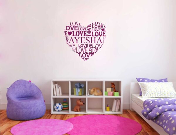 Name love heart Bedroom sticker
