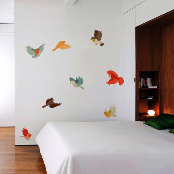 Colourful Fabric Birds Bedroom sticker