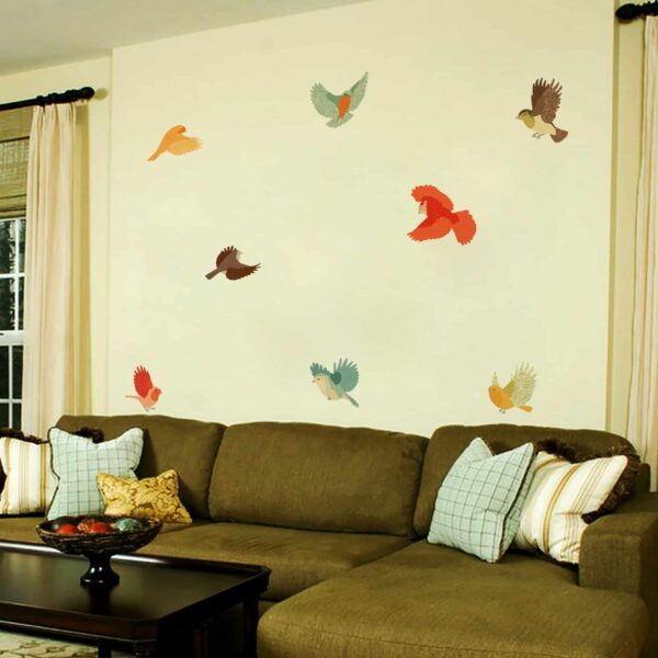 Colourful Fabric Birds Living room decal