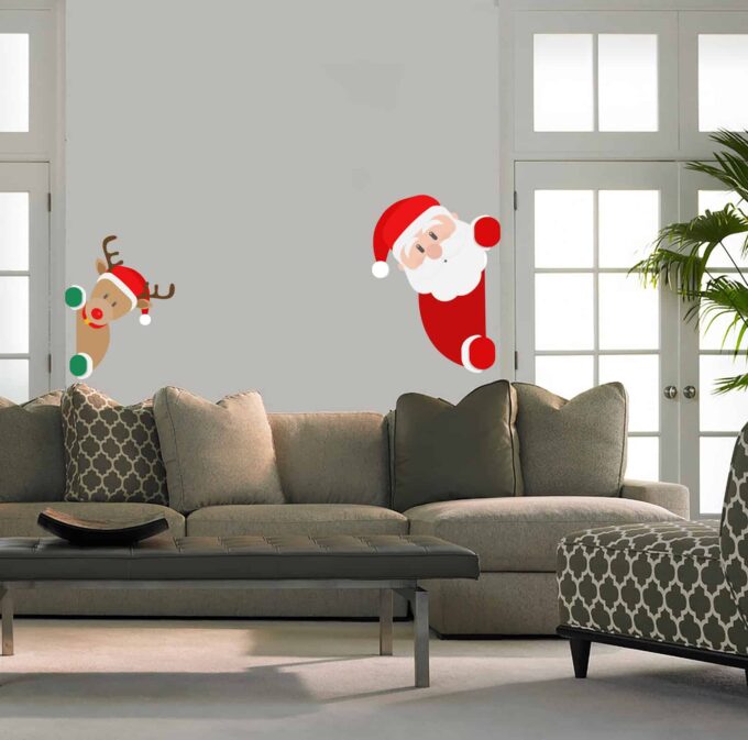 Santa and Deer Popping Living room sticker