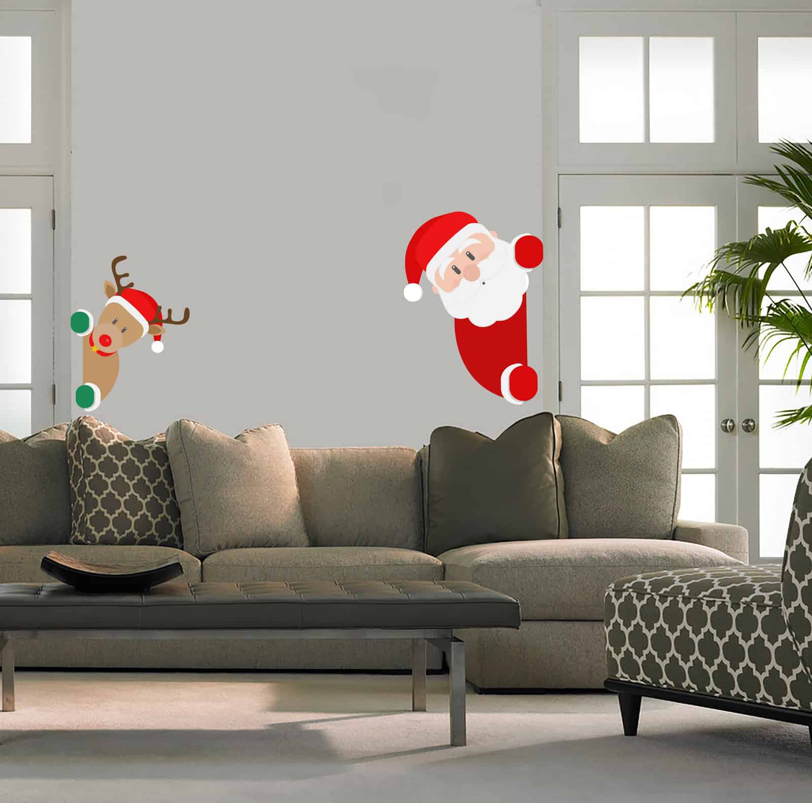 Santa and Deer Popping Wall Sticker