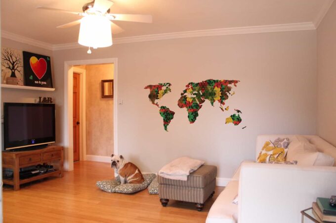 Triangle Pattern World Map Living2 room decal