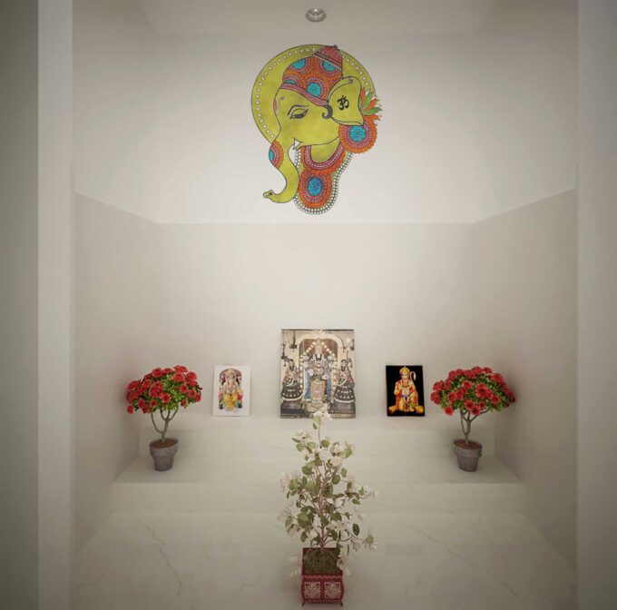 Ganesha water colour Pooja room sticker