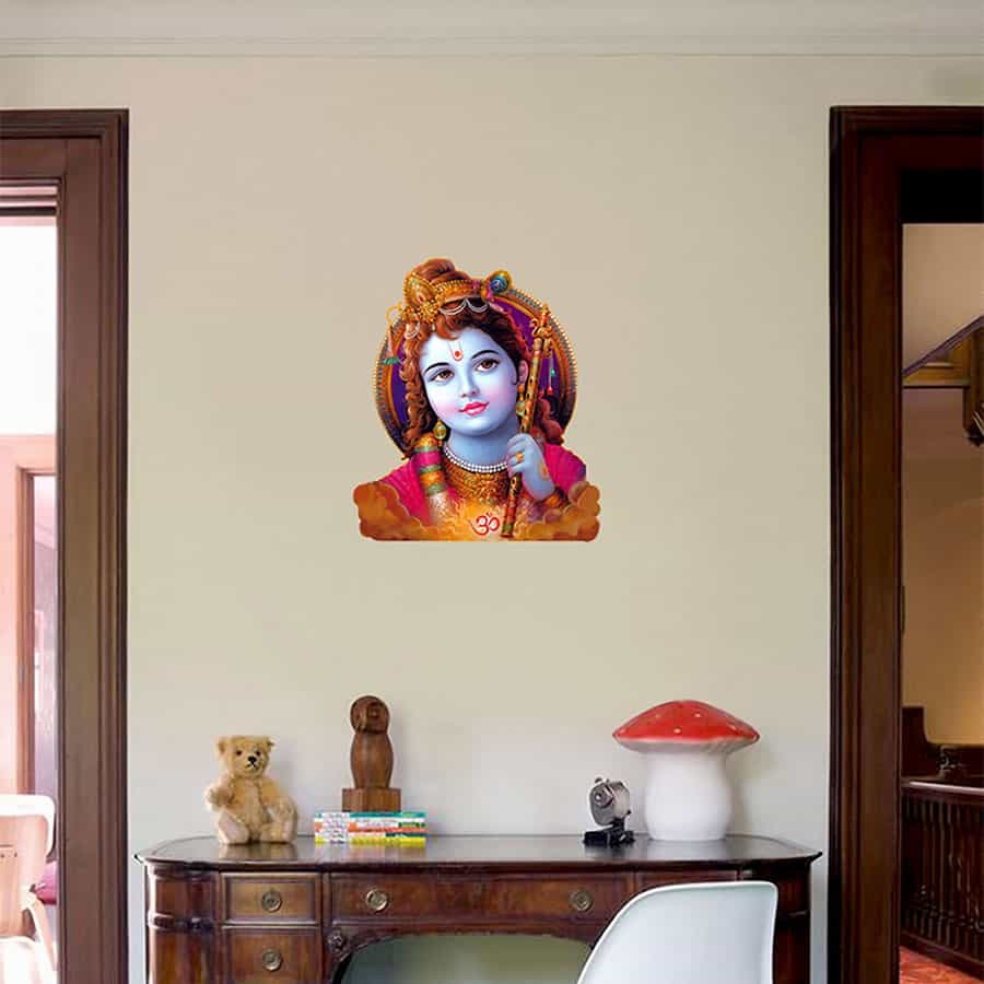 Beautiful Krishna Painted Wall Sticker
