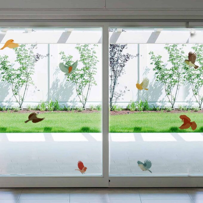 Colourful Frost Birds Glass room decal