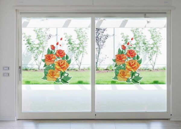 Coloured Roses Glass room decal