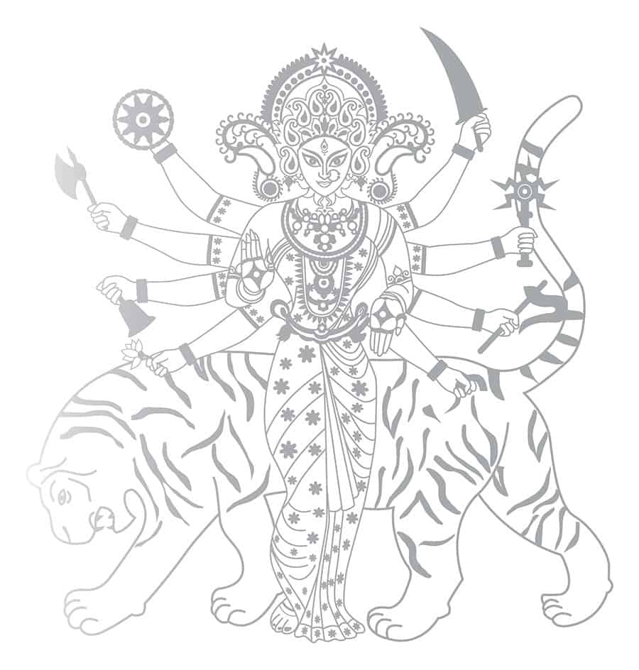 Durga with Tiger Car Rear Glass Sticker