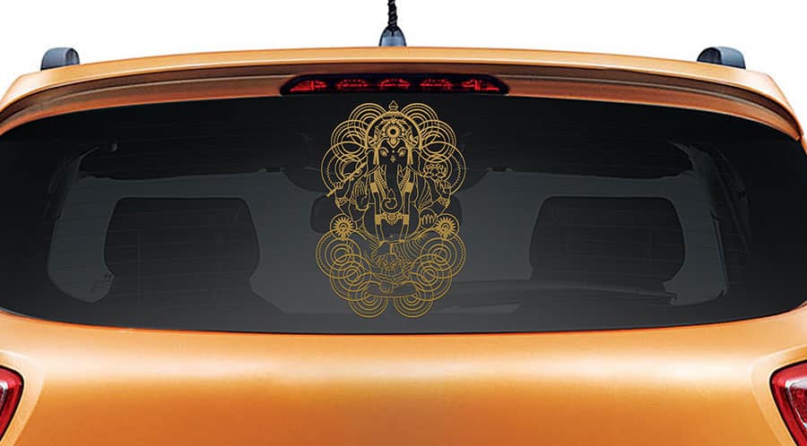 Ganesha Sketch Car Rear Glass Sticker