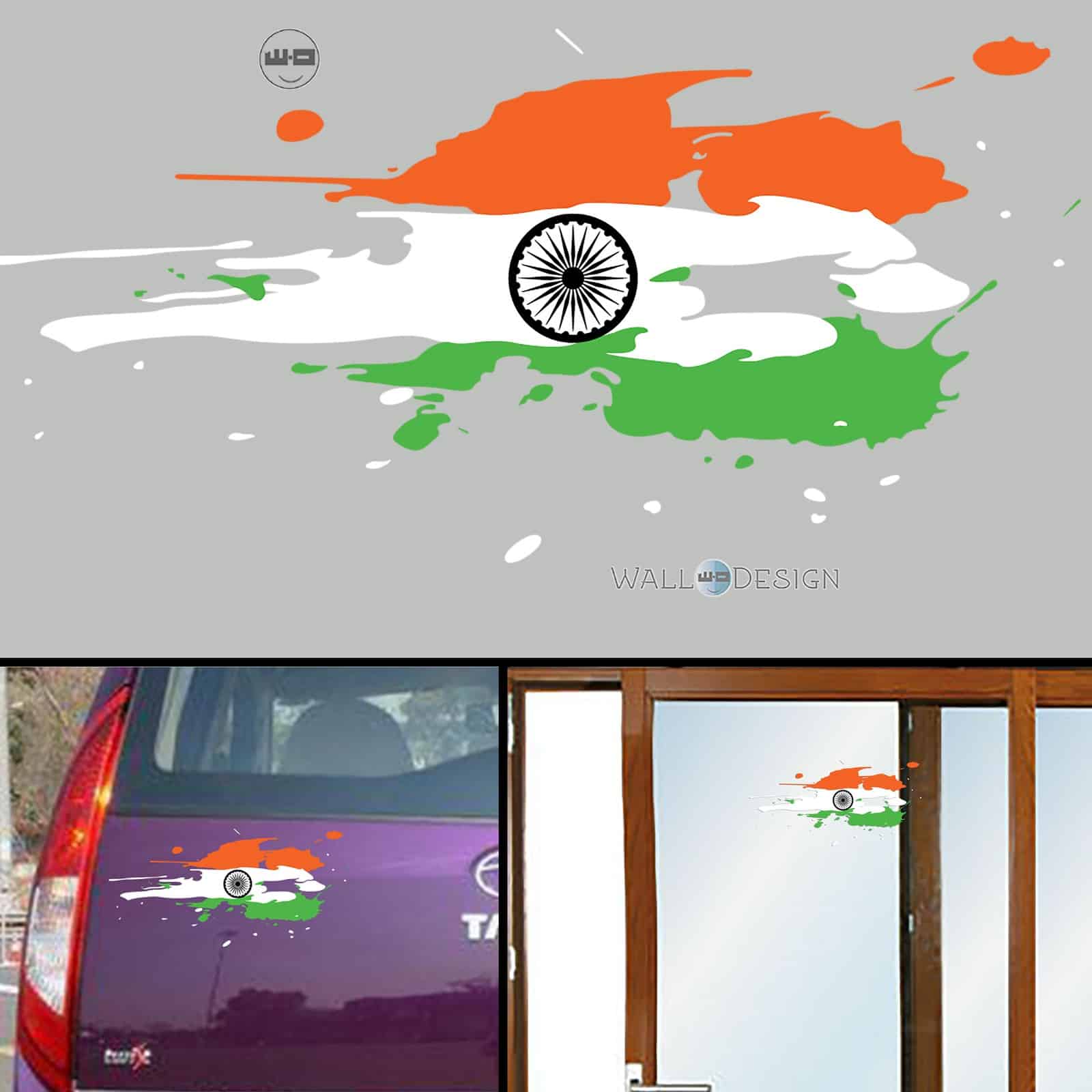 India Flag Jai Bharath Flag Car Stickers for Body / Glass / Wall – Colour Splash Design