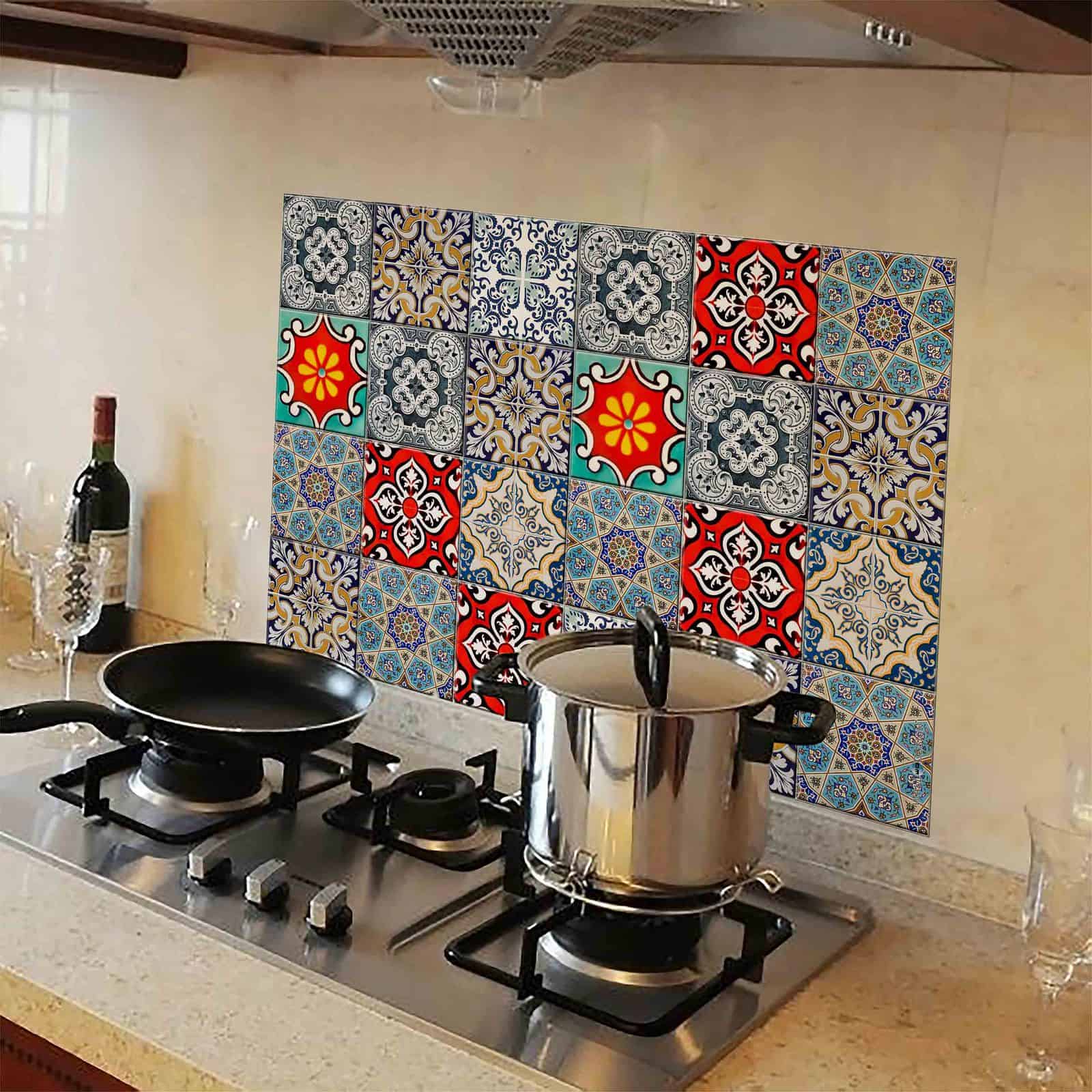 Kitchen Protection Anti-Mark Oil Proof Easy Clean Plastic Wall Stickers Mosaic Tiles Design
