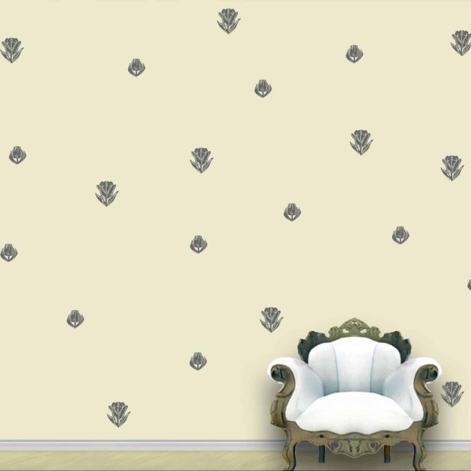 Roses Wall Pattern Grey Stickers Set of 112
