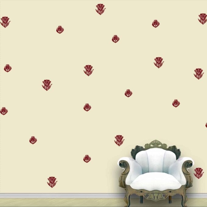 Roses Wall Pattern Maroon Stickers Set of 112