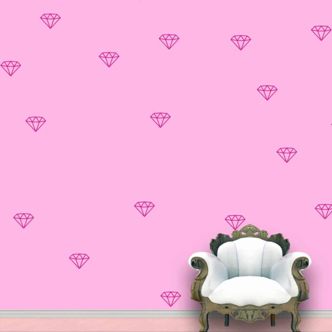 Diamond Wall Pattern Pink Stickers Set of 55