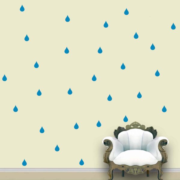 Rain Drops Wall Pattern Blue Jade Stickers Set of 84