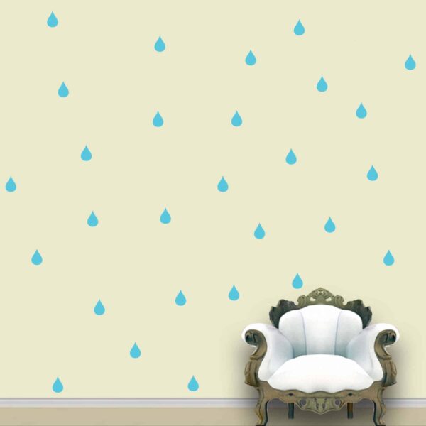 Rain Drops Wall Pattern Blue Sky Stickers Set of 84