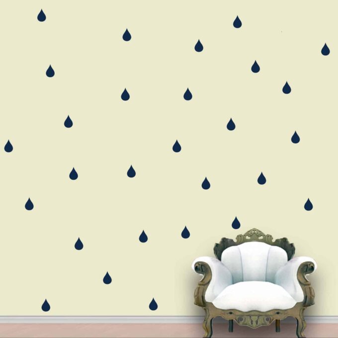 Rain Drops Wall Pattern Blue Midnight Stickers Set of 84