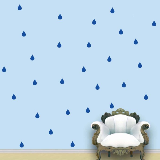 Rain Drops Wall Pattern Blue Navy Stickers Set of 84