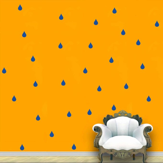 Rain Drops Wall Pattern Blue Royal Stickers Set of 84