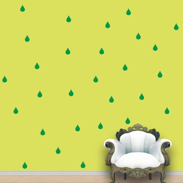 Rain Drops Wall Pattern Green Stickers Set of 84