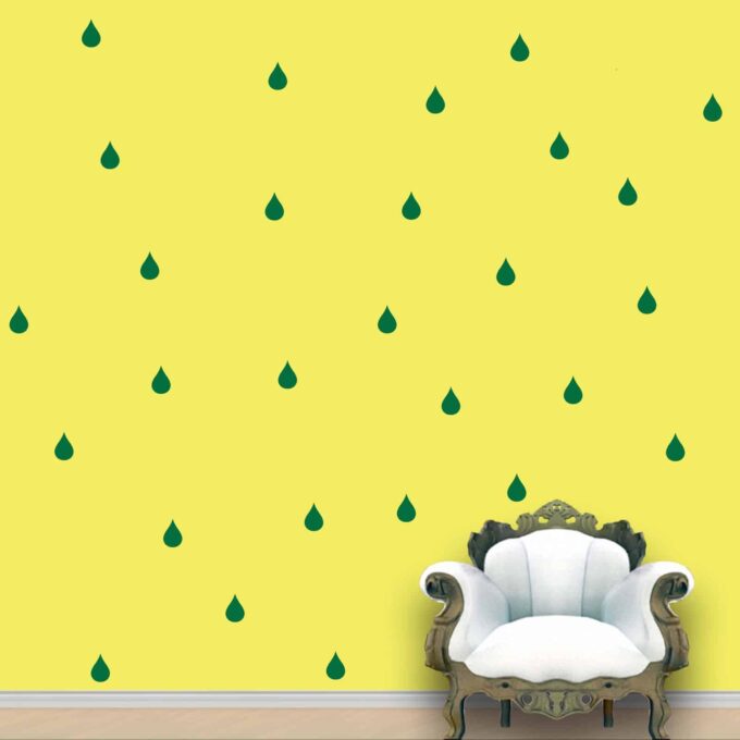 Rain Drops Wall Pattern Green Jungle Stickers Set of 84