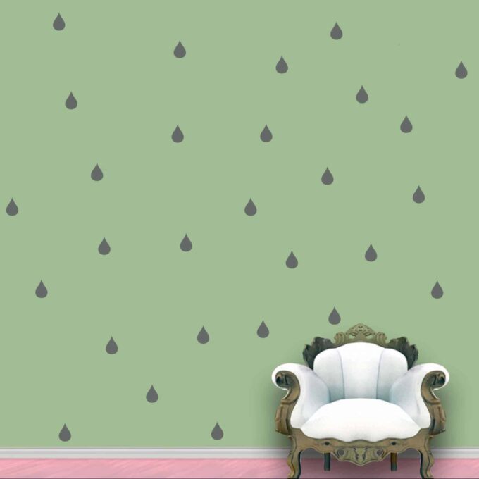 Rain Drops Wall Pattern Grey Stickers Set of 84