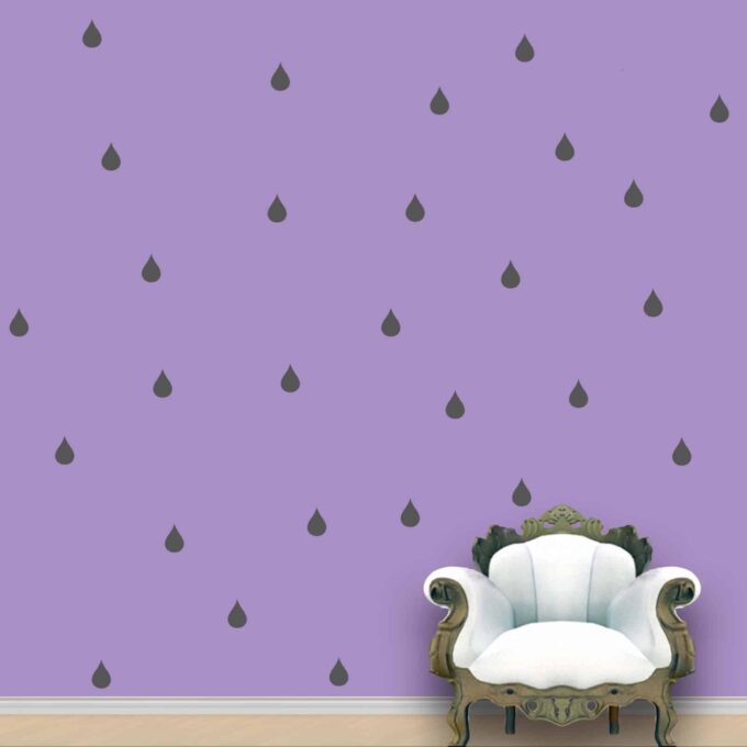 Rain Drops Wall Pattern Grey Dark Stickers Set of 84