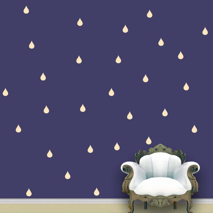 Rain Drops Wall Pattern Ivory Stickers Set of 84