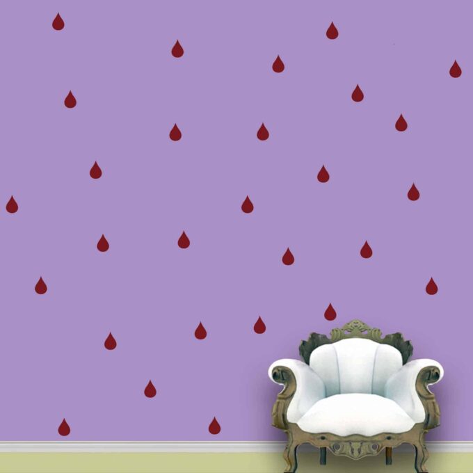 Rain Drops Wall Pattern Maroon Stickers Set of 84