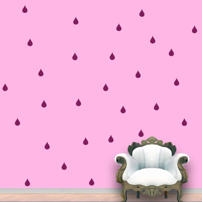 Rain Drops Wall Pattern Violet Stickers Set of 84