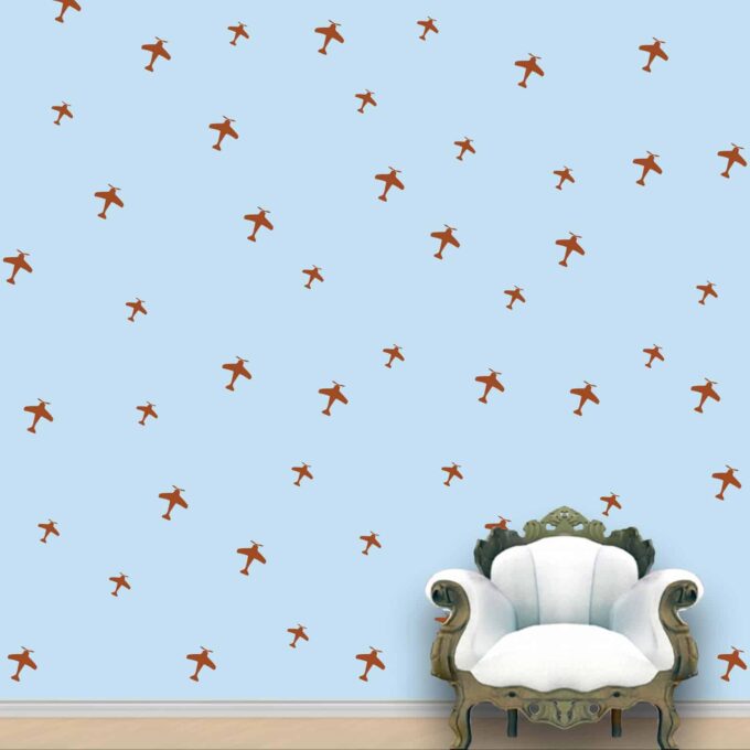 Aeroplanes Wall Pattern Brown Light Stickers Set of 52